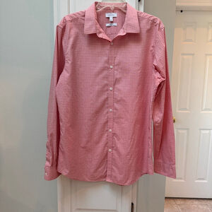 Calvin Klein Infinite Cool Slim Non Iron Salmon Pink Plaid Shirt L